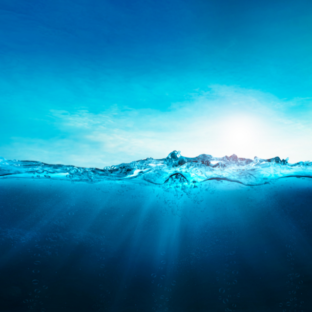 Picture of a close up of ocean water and sky