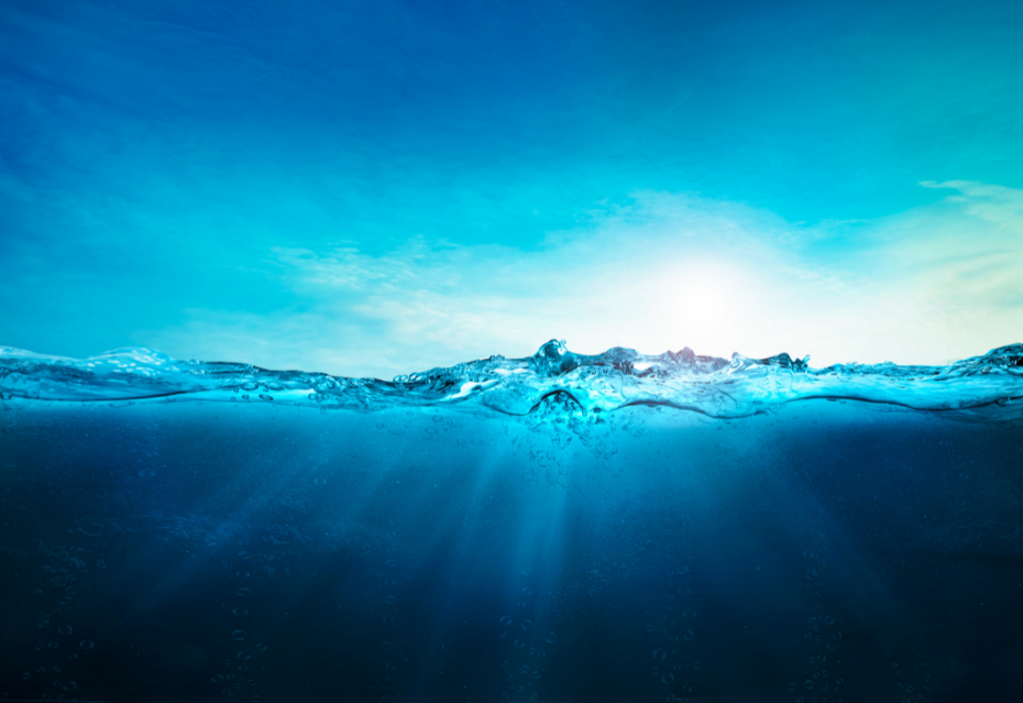 Picture of a close up of ocean water and sky